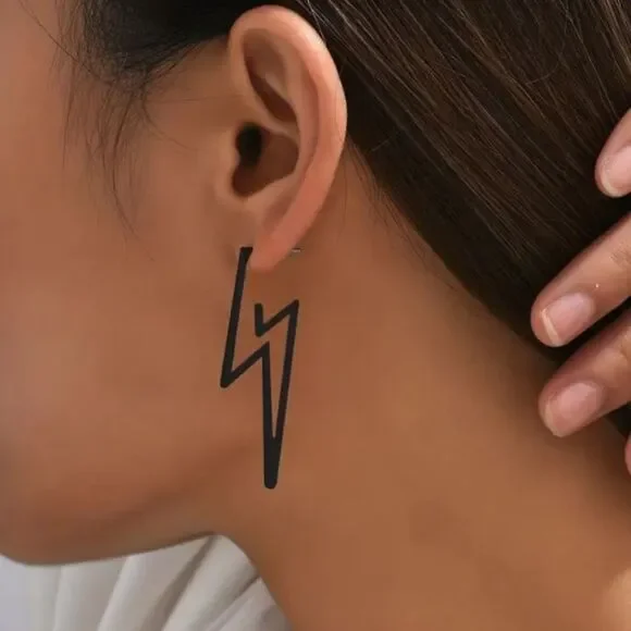 Black Lightning Bolt Earrings - Picture 1 of 1